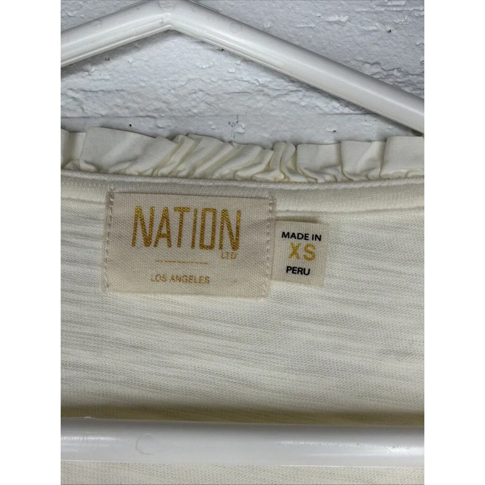 Nation Ltd. Leandra Edwardian Top Lace Trim XS Coquette Cottage Regencycore